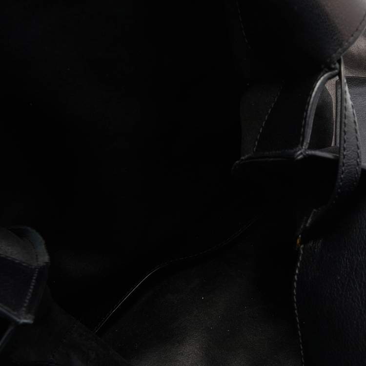 Pre Owned Tom Ford Black Suede Front Zip Shoulder Bag