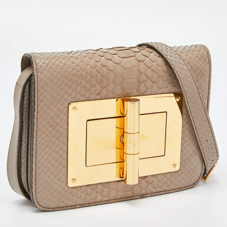 Pre Owned Tom Ford Beige Python Small Natalia Crossbody Bag