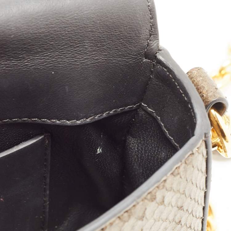 Pre Owned Tom Ford Grey/Gold Shimmer Python Mini Natalia Shoulder Bag