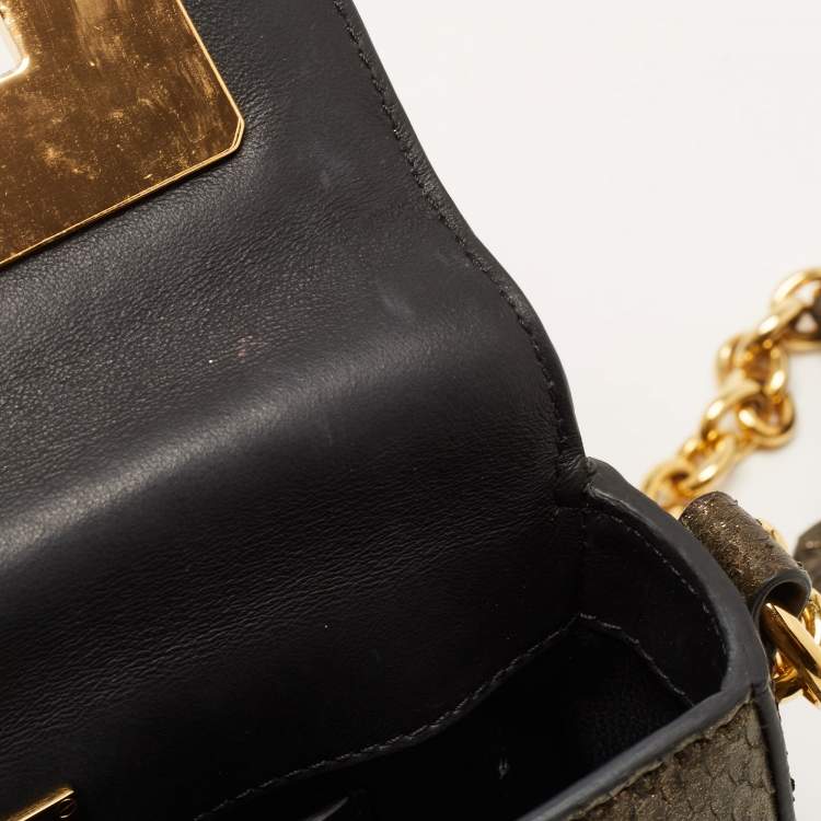 Pre Owned Tom Ford Grey/Gold Shimmer Python Mini Natalia Shoulder Bag