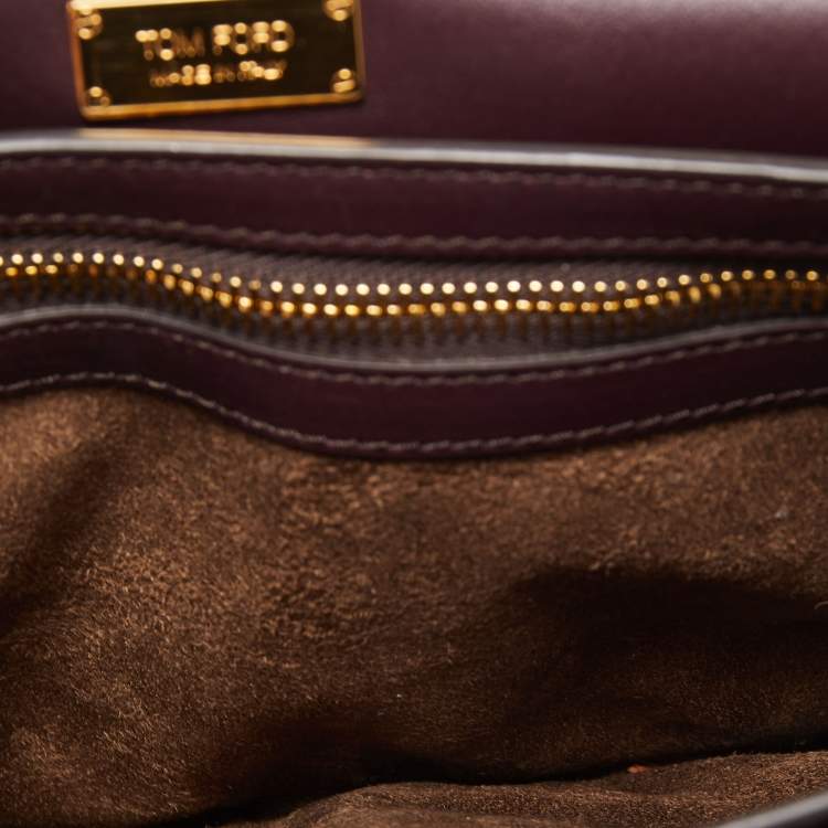 Pre Owned Tom Ford Dark Burgundy Watersnake Leather Small Natalia Shoulder Bag
