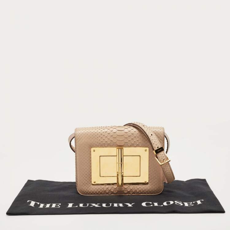Pre Owned Tom Ford Beige Python Medium Natalia Crossbody Bag