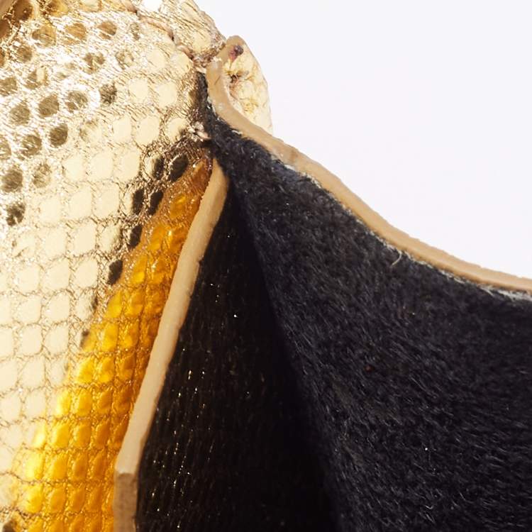 مملوكة مسبقًا Tom Ford Gold Sequins and Karung Leather Mini Zip Embellished Shoulder Bag 