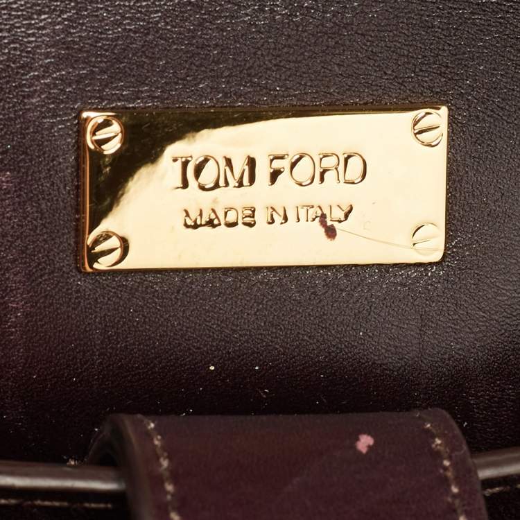 Pre Owned Tom Ford Dark Burgundy Crocodile TF Flap Top Handle Bag