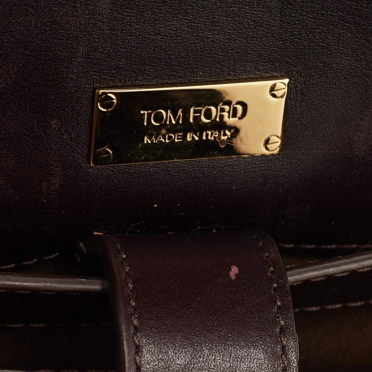Pre Owned Tom Ford Dark Burgundy Crocodile TF Flap Top Handle Bag