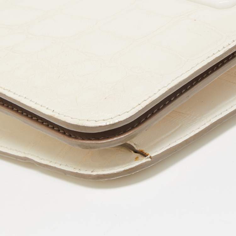 Pre Owned Tom Ford Off White Alligator Natalia Convertible Clutch