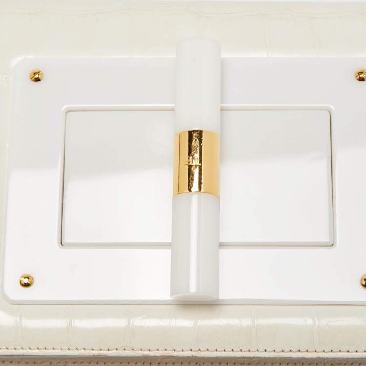 Pre Owned Tom Ford Off White Alligator Natalia Convertible Clutch