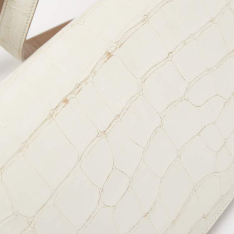 Pre Owned Tom Ford Off White Alligator Natalia Convertible Clutch