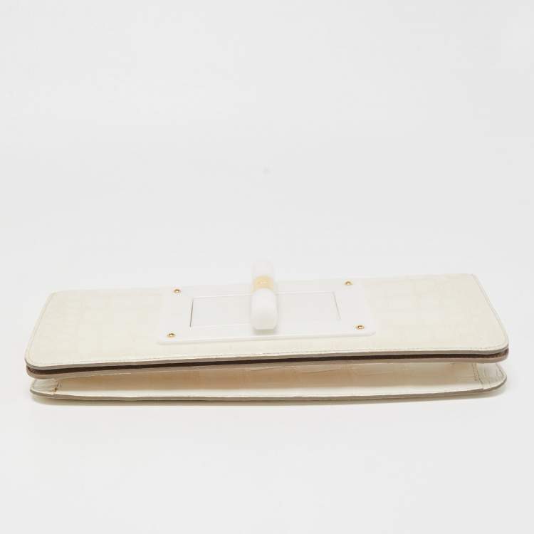 Pre Owned Tom Ford Off White Alligator Natalia Convertible Clutch