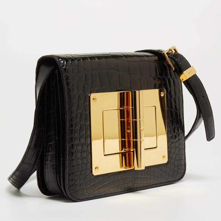 Pre Owned Tom Ford Black Alligator Natalia Crossbody Bag