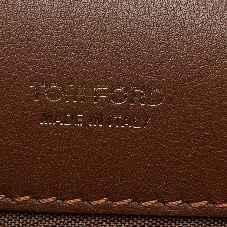 Pre Owned Tom Ford Brown Leather Twist Lock Flap Crossbody Bag