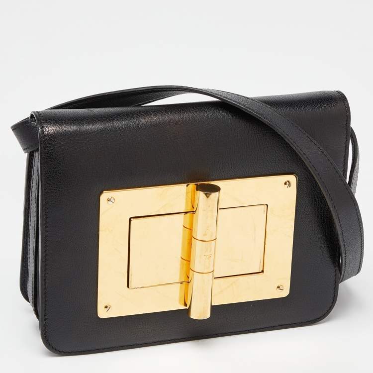 مملوكة مسبقًا Tom Ford Black Leather Small Natalia Shoulder Bag