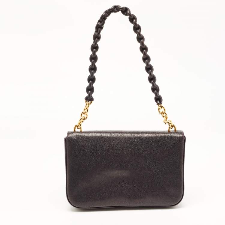 Pre Owned Tom Ford Dark Purple Leather Carine Flap Bag