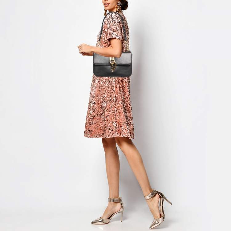 Pre Owned Tom Ford Dark Purple Leather Carine Flap Bag