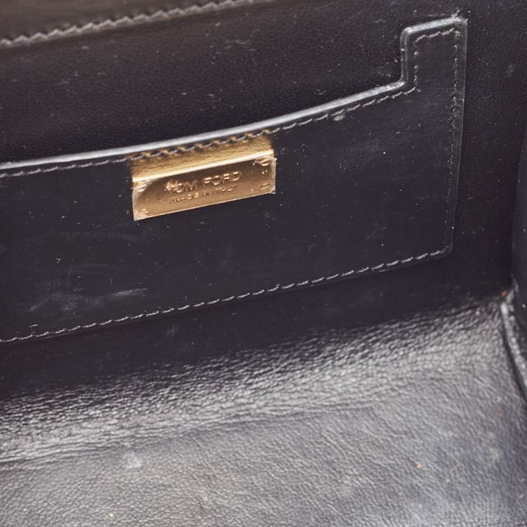Pre Owned Tom Ford Gold Python Small T Lock Shoulder Bag