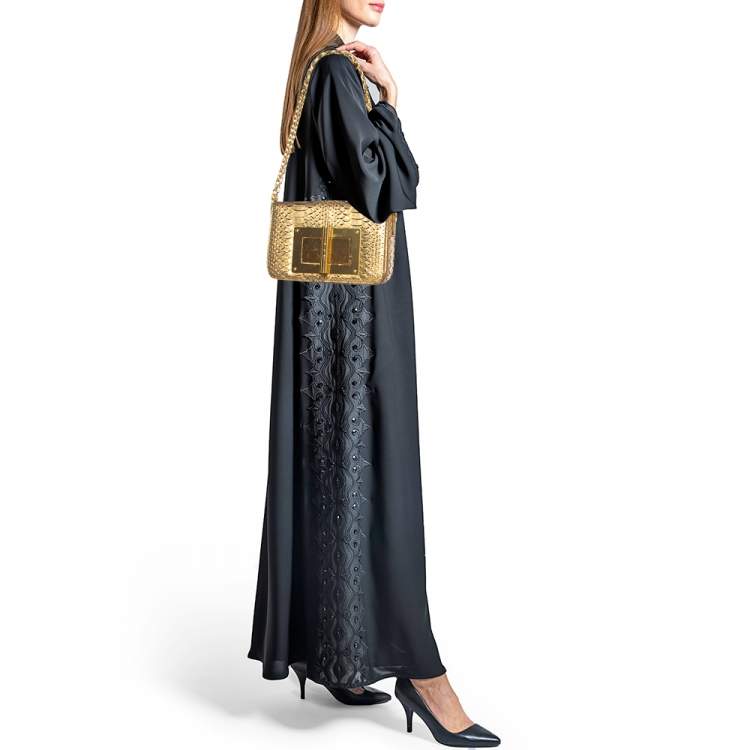 Pre Owned Tom Ford Gold Python Natalia Shoulder Bag