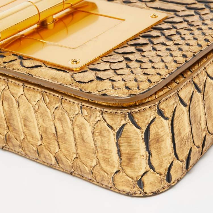 Pre Owned Tom Ford Gold Python Natalia Shoulder Bag