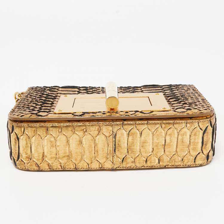 Pre Owned Tom Ford Gold Python Natalia Shoulder Bag