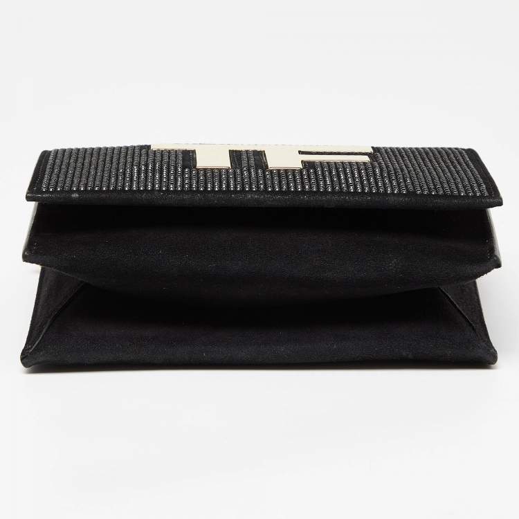 Pre Owned Tom Ford Black Suede Crystal Embellished TF Shoulder Bag