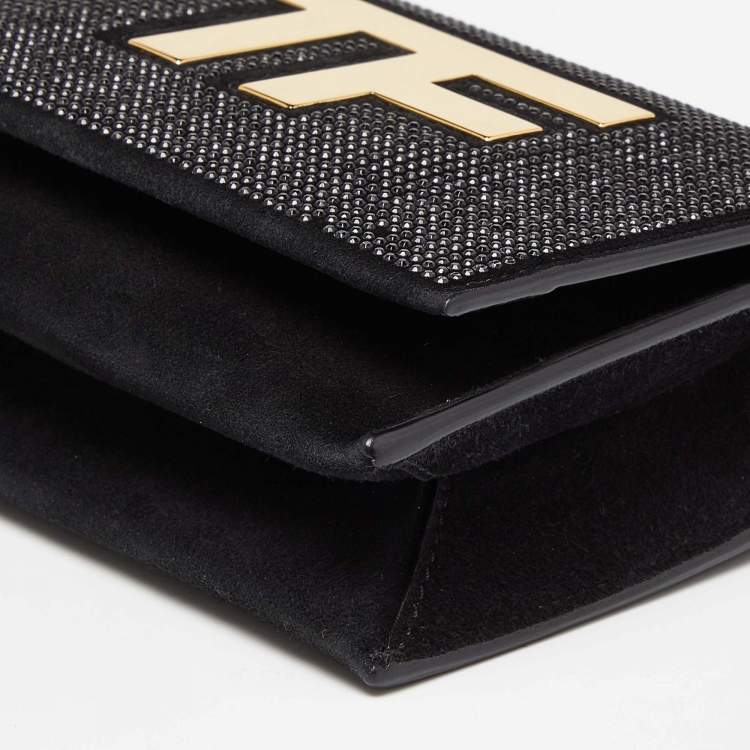 Pre Owned Tom Ford Black Suede Crystal Embellished TF Shoulder Bag