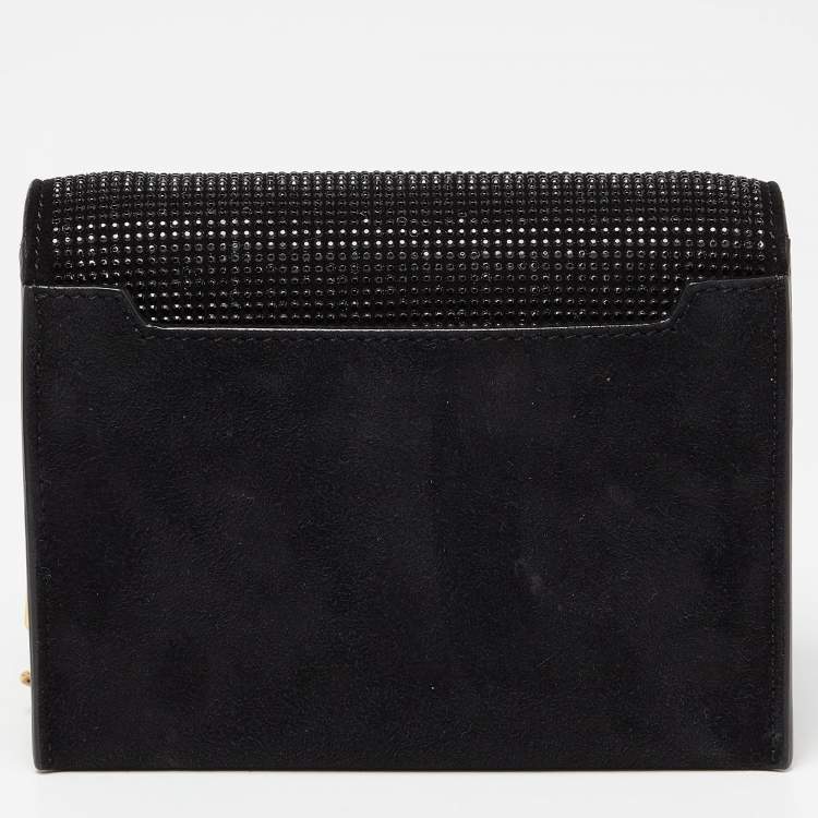Pre Owned Tom Ford Black Suede Crystal Embellished TF Shoulder Bag