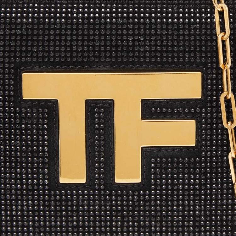 Pre Owned Tom Ford Black Suede Crystal Embellished TF Shoulder Bag