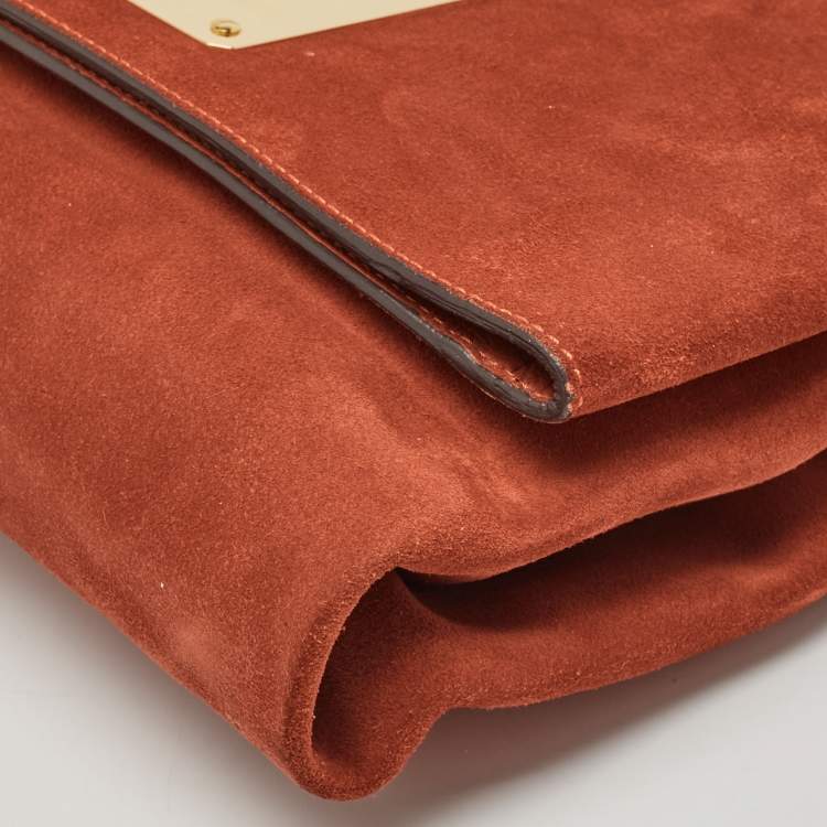 Pre Owned Tom Ford Brick Brown Suede Natalia Convertible Clutch