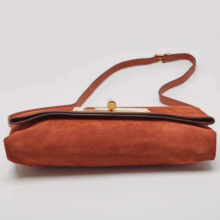 Pre Owned Tom Ford Brick Brown Suede Natalia Convertible Clutch