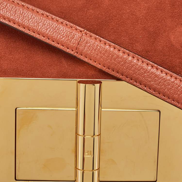 Pre Owned Tom Ford Brick Brown Suede Natalia Convertible Clutch