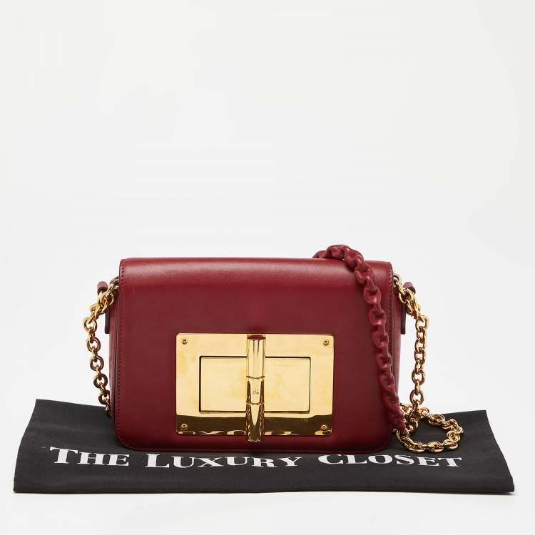 Pre Owned Tom Ford Red Leather Natalia Chain Shoulder Bag