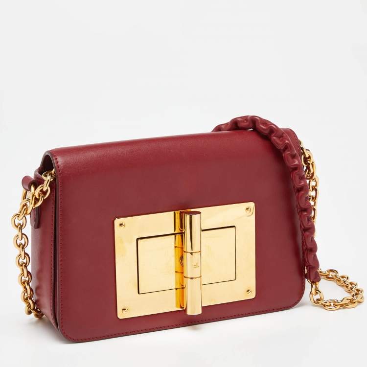 Pre Owned Tom Ford Red Leather Natalia Chain Shoulder Bag
