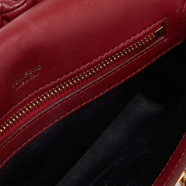 Pre Owned Tom Ford Red Leather Natalia Chain Shoulder Bag