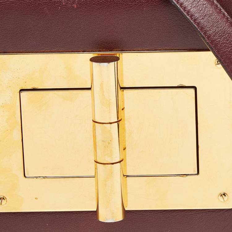 Pre Owned Tom Ford Burgundy Leather Small Natalia Crossbody Bag