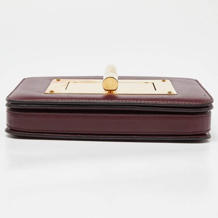 Pre Owned Tom Ford Burgundy Leather Small Natalia Crossbody Bag