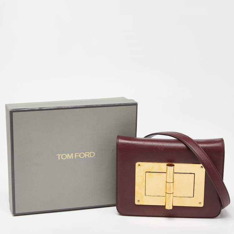 Pre Owned Tom Ford Burgundy Leather Small Natalia Crossbody Bag