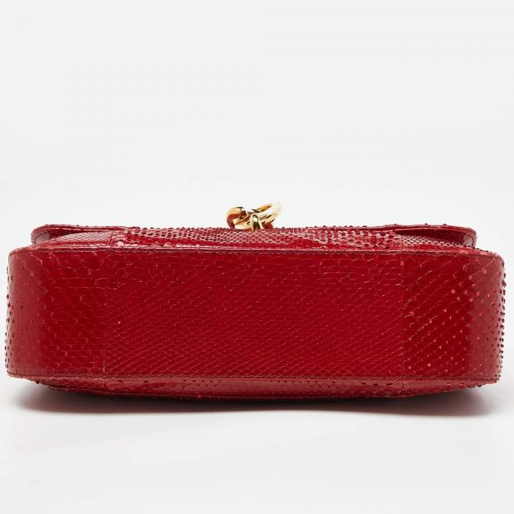 Pre Owned Tom Ford Red Python Carine Flap Shoulder Bag
