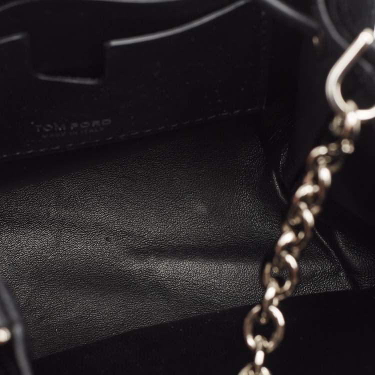 Pre Owned Tom Ford Black Velvet Mini TF Crystals Bucket Bag