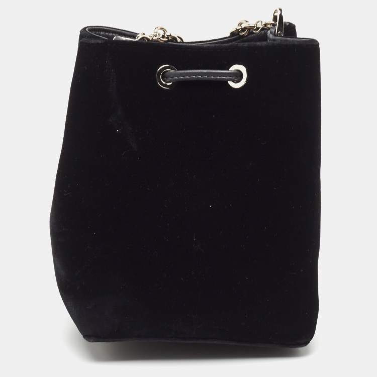 Pre Owned Tom Ford Black Velvet Mini TF Crystals Bucket Bag