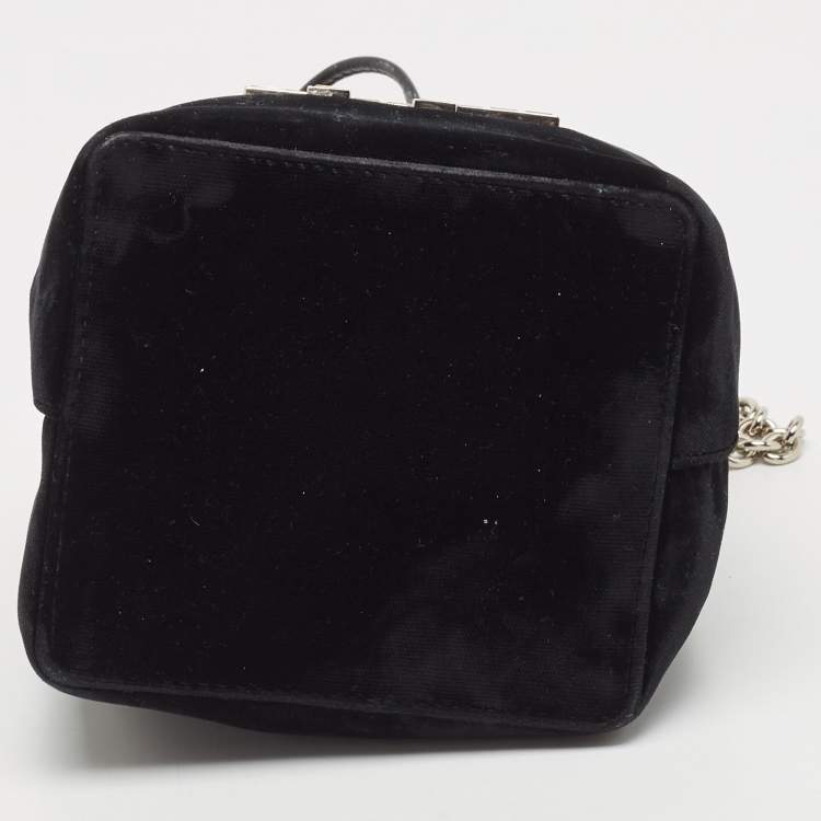 Pre Owned Tom Ford Black Velvet Mini TF Crystals Bucket Bag