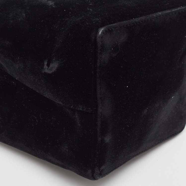 Pre Owned Tom Ford Black Velvet Mini TF Crystals Bucket Bag