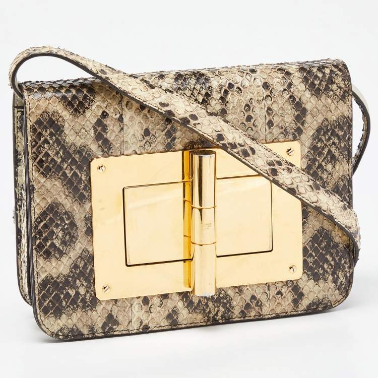 Pre Owned Tom Ford Beige Snakeskin Small Natalia Crossbody Bag