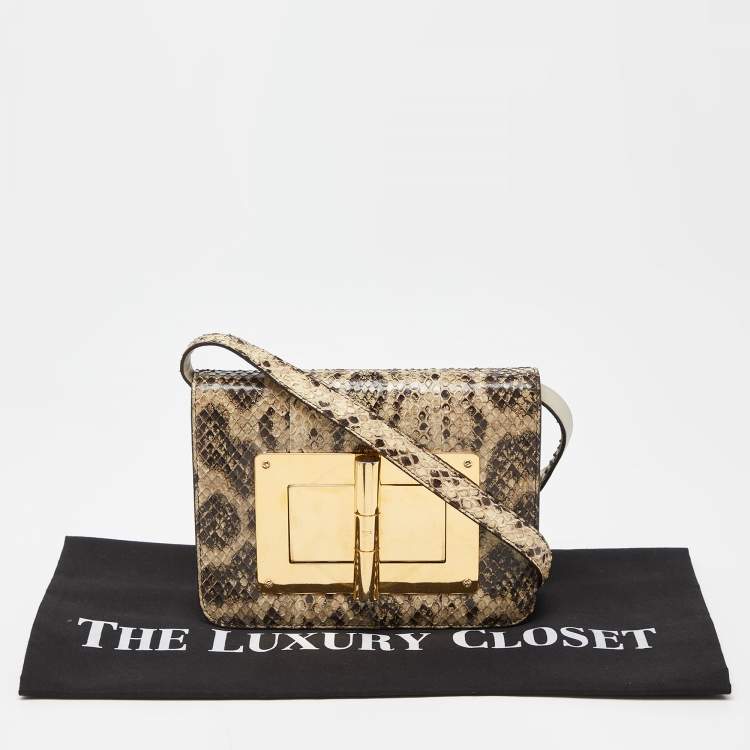 Pre Owned Tom Ford Beige Snakeskin Small Natalia Crossbody Bag