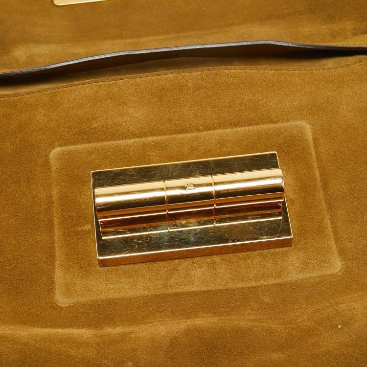 Pre Owned Tom Ford Olive Green Suede Natalia Convertible Clutch