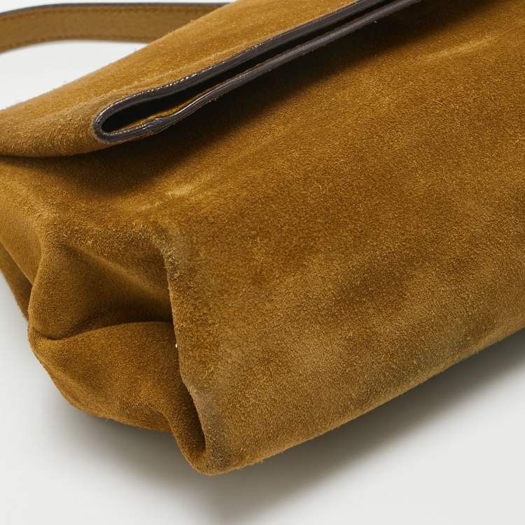 Pre Owned Tom Ford Olive Green Suede Natalia Convertible Clutch