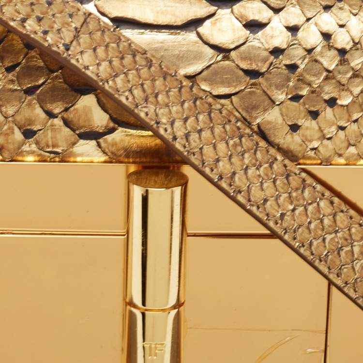 Pre Owned Tom Ford Gold Python Small Natalia Crossbody Bag