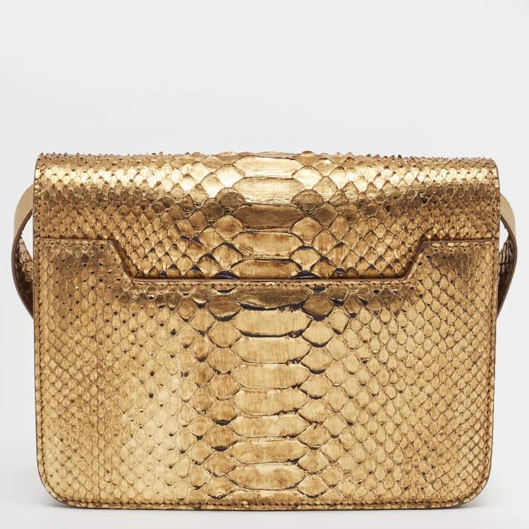 Pre Owned Tom Ford Gold Python Small Natalia Crossbody Bag
