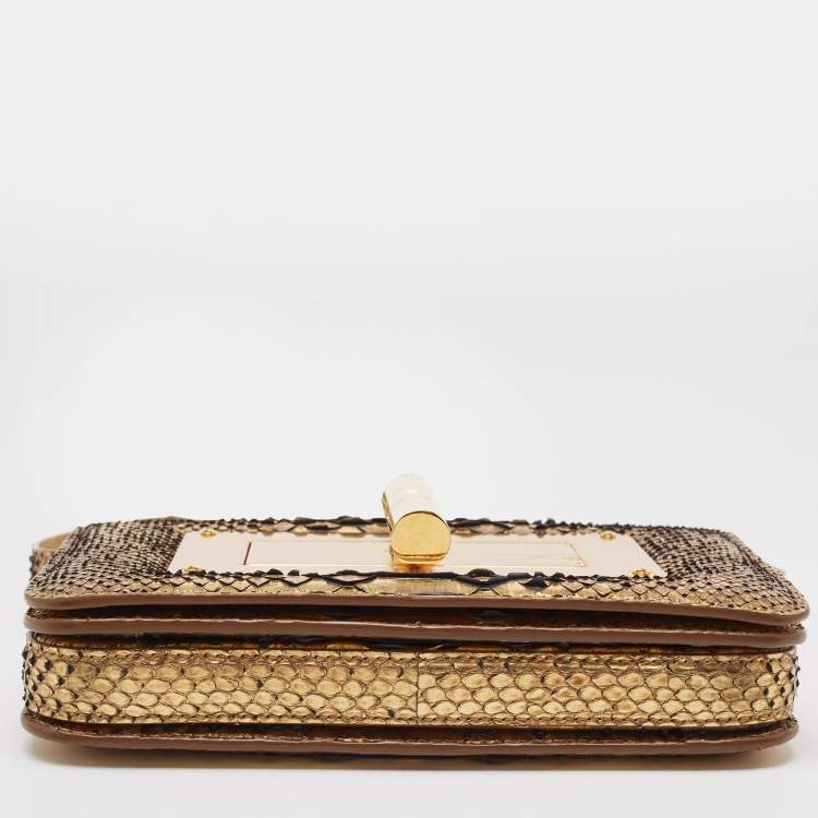 Pre Owned Tom Ford Gold Python Small Natalia Crossbody Bag
