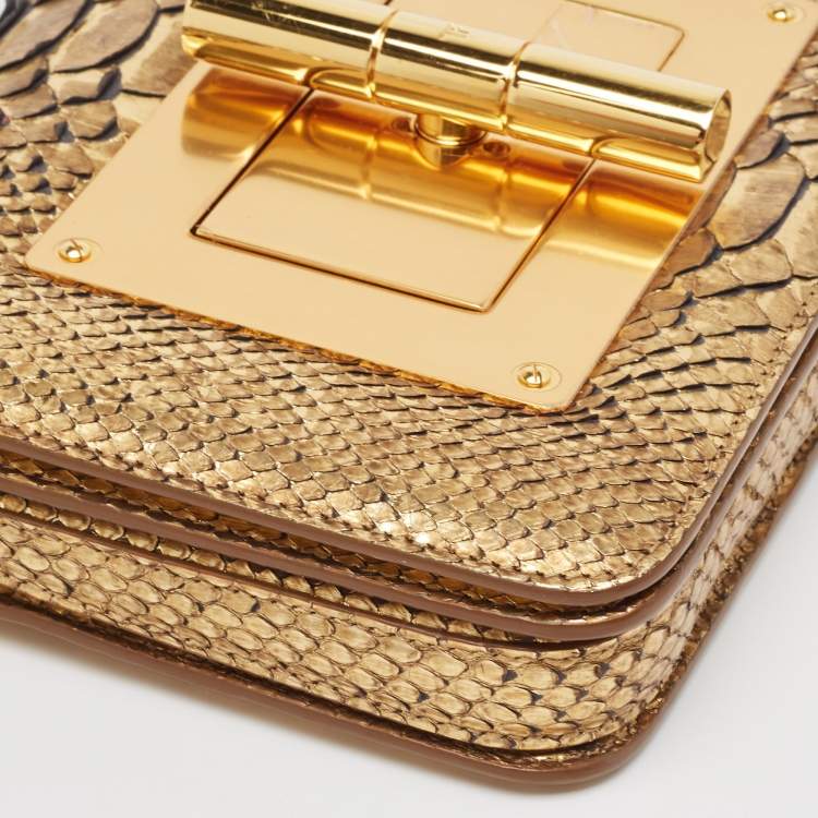 Pre Owned Tom Ford Gold Python Small Natalia Crossbody Bag