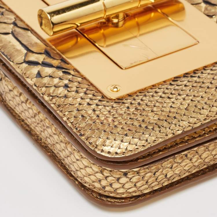 Pre Owned Tom Ford Gold Python Small Natalia Crossbody Bag