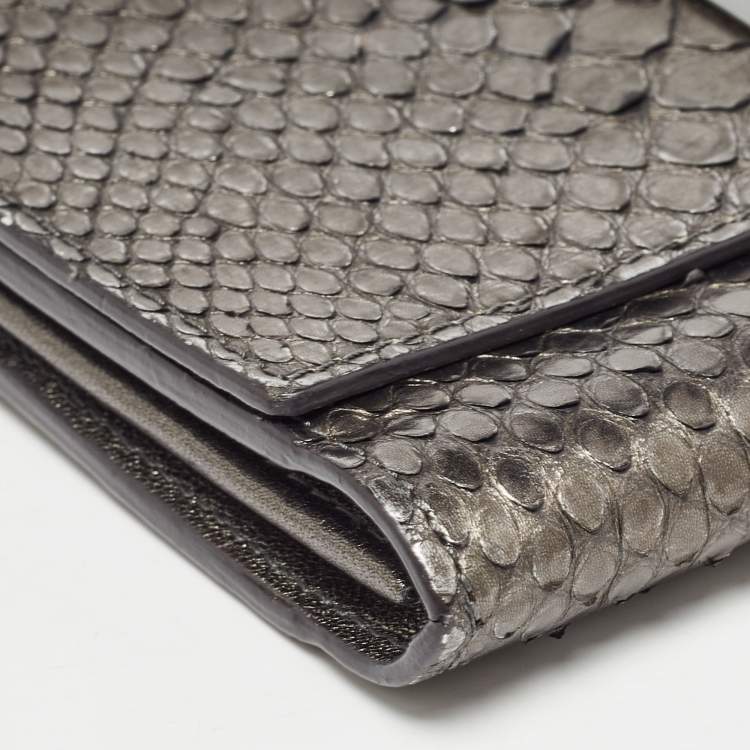 Pre Owned Tom Ford Metallic Grey Python Chain Clutch